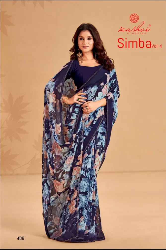 Simba Vol 04 By Kashvi Printed Georgette Sarees Wholesale Market In Surat
